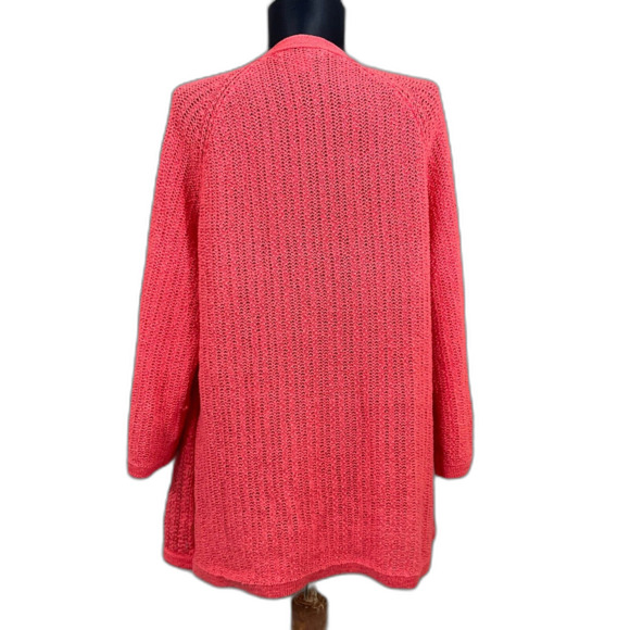 Coldwater Creek Open Front Cardigan Sweater women’s size L coral office travel - Picture 3 of 11